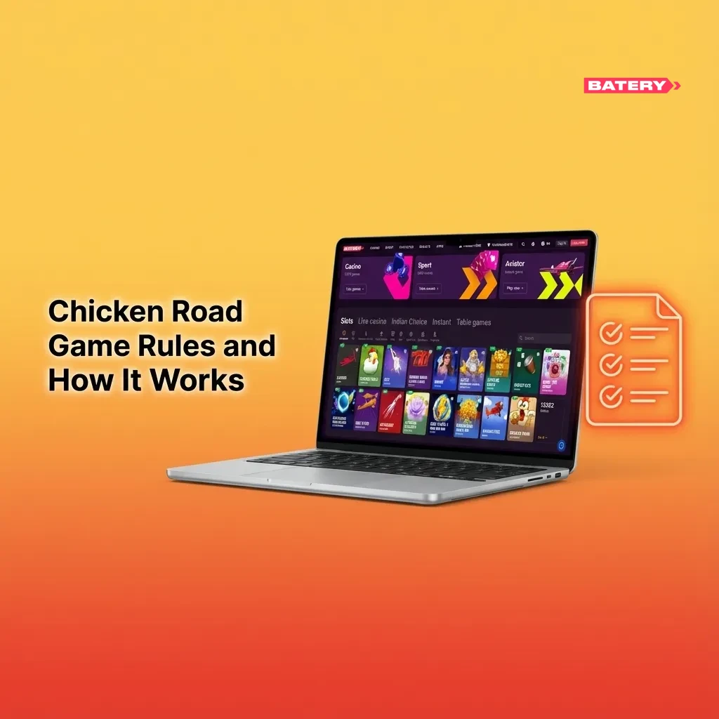 Illustration of a chicken crossing a road as a rising multiplier shows the risky cash-out betting game rules