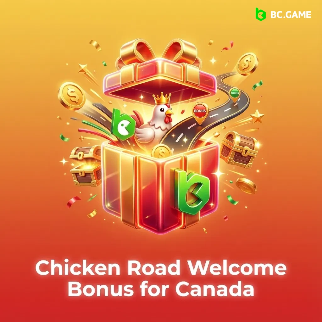 Banner for Chicken Road casino welcome bonus in Canada, offering up to $20,000 in crypto-based rewards for new players