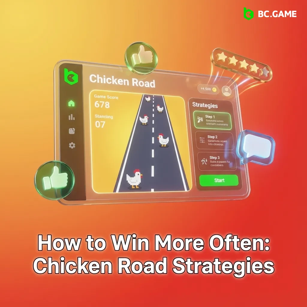Illustrated guide titled “How to Win More Often: Chicken Road Strategies” showing betting tips, risk limits, and bankroll control.