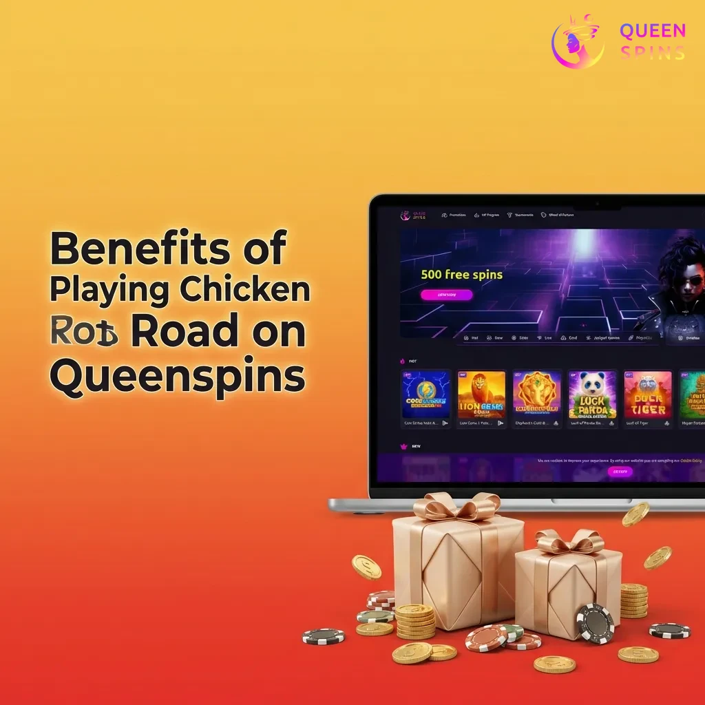 Chicken Road game interface on Queenspins showing live chat, statistics, and mobile-optimized gameplay features