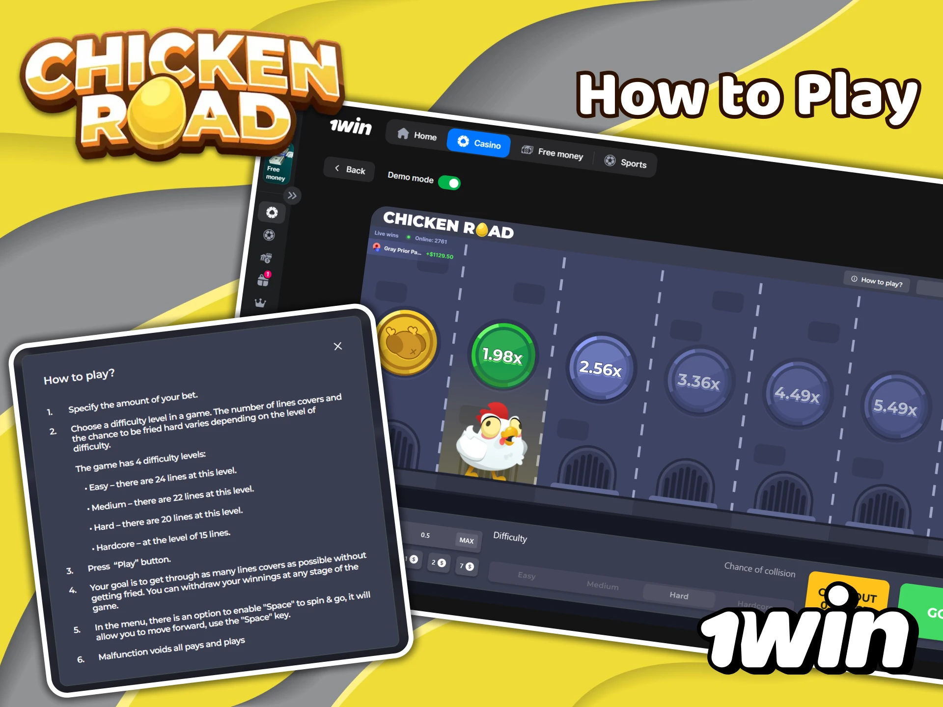 Learn how to play and the basic rules of Chicken Road, and start playing at 1win.