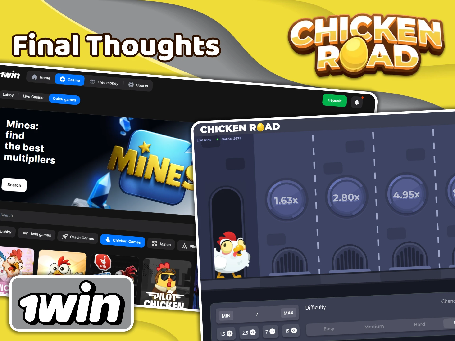 The official 1win website is a great platform for playing Chicken Road.