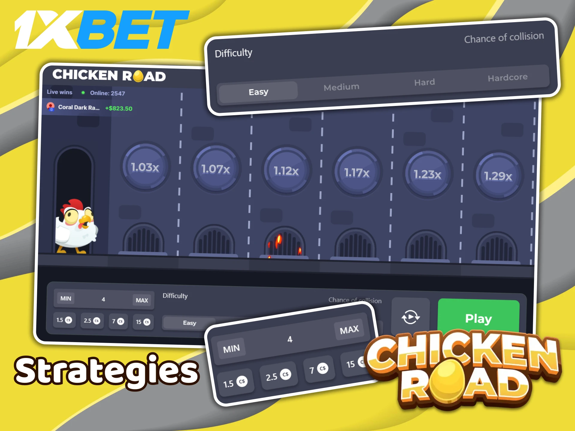 Find the best strategy to win in the Chicken Road game at 1XBet.