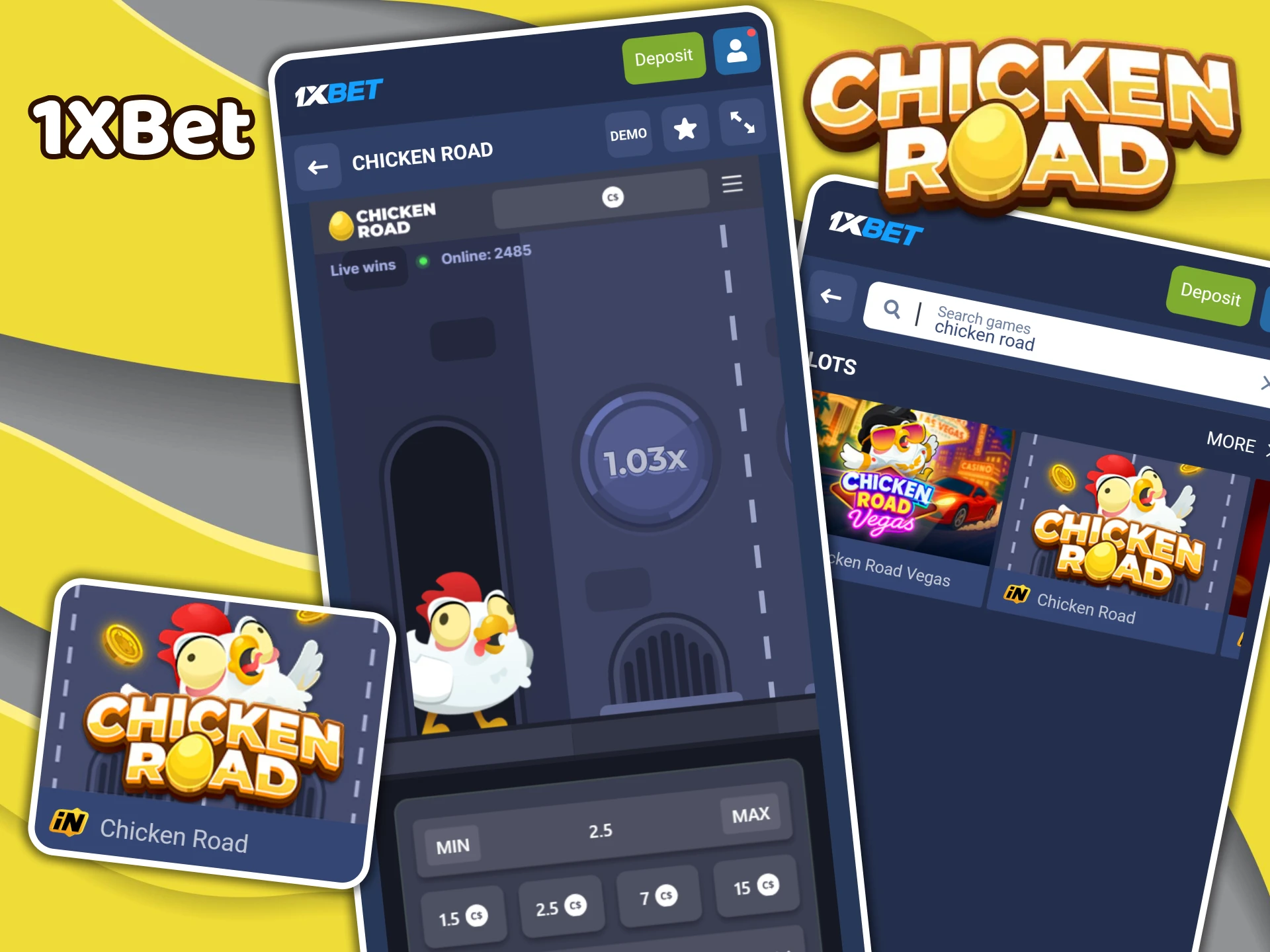 Download the 1xbet app to start playing Chicken Road on your phone.