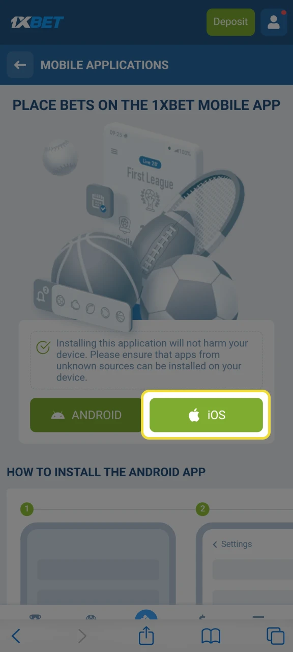 Click on the iOS button to get the app.