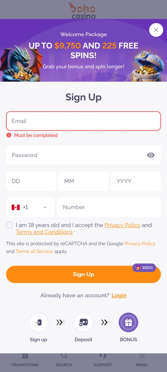 Sign up at Boho Casino to play Chicken Road.