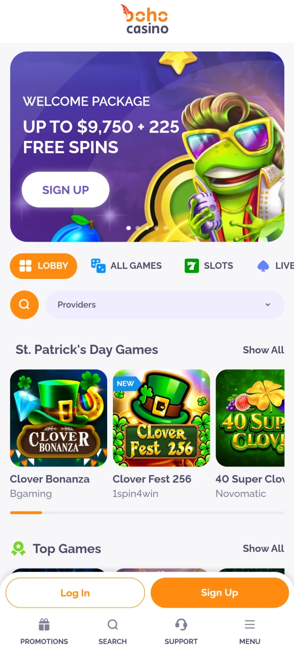 Open Boho Casino to join the platform, deposit, and play Chicken Road.