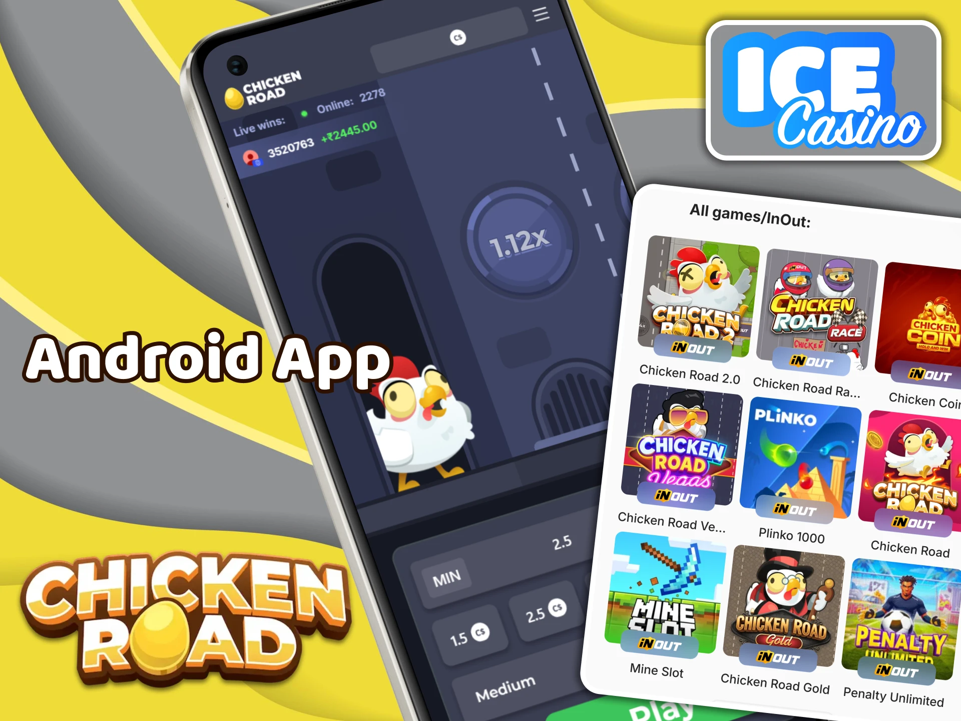 Get the Ice Casino Android app to play Chicken Road on your phone.