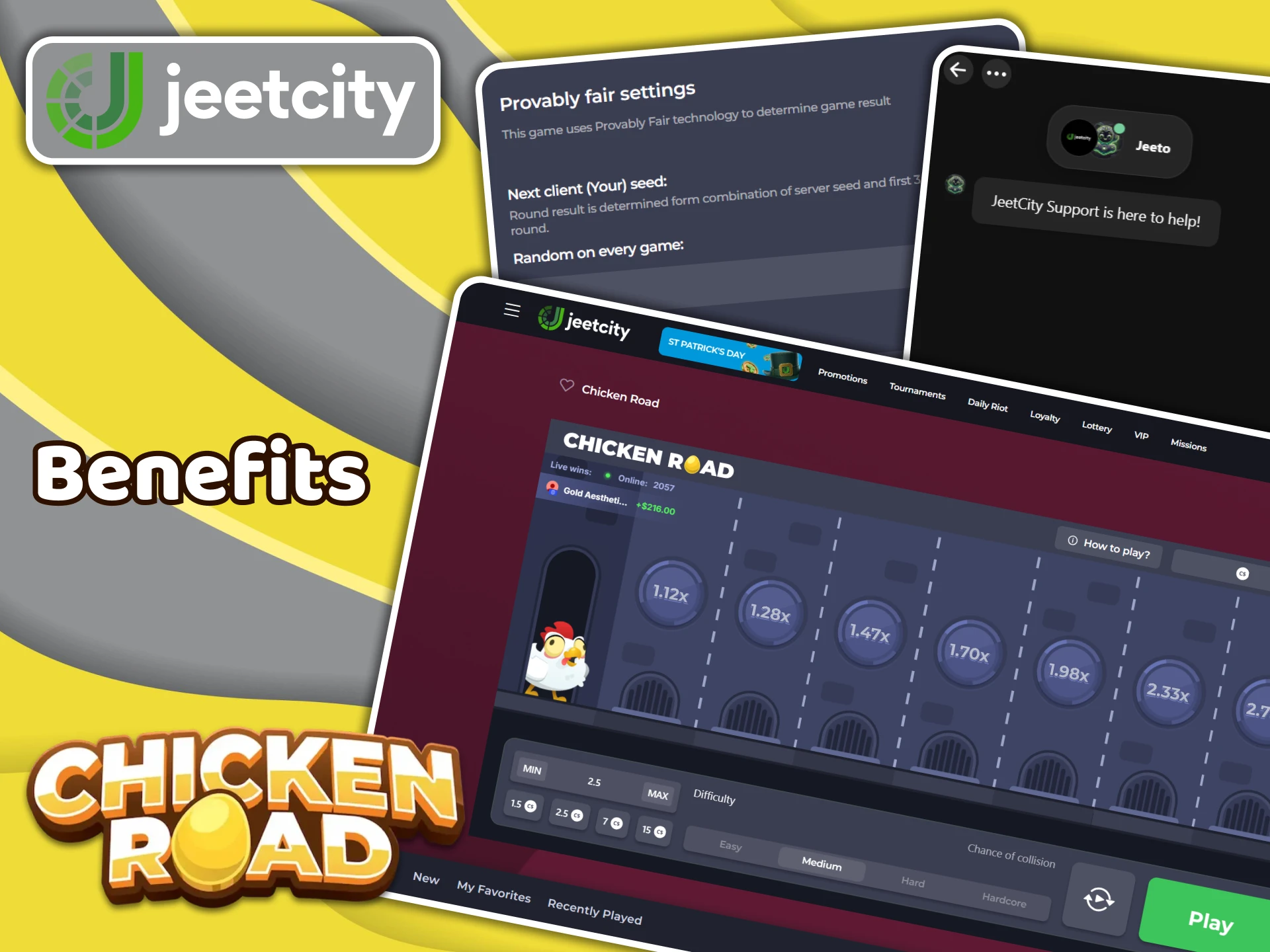 JeetCity offers a lot of advantages for Chicken Road players in Canada.
