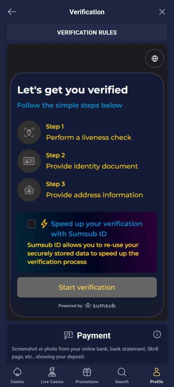 Pass the verification process at Joo Casino.