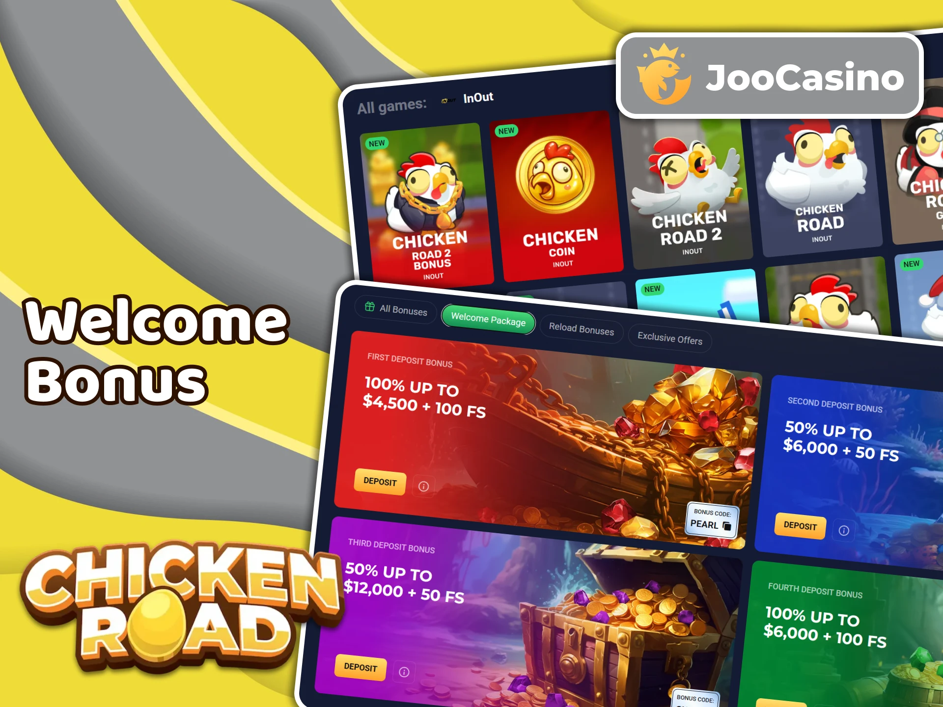 Joo Casino provides its players with a Chicken Road welcome bonus.