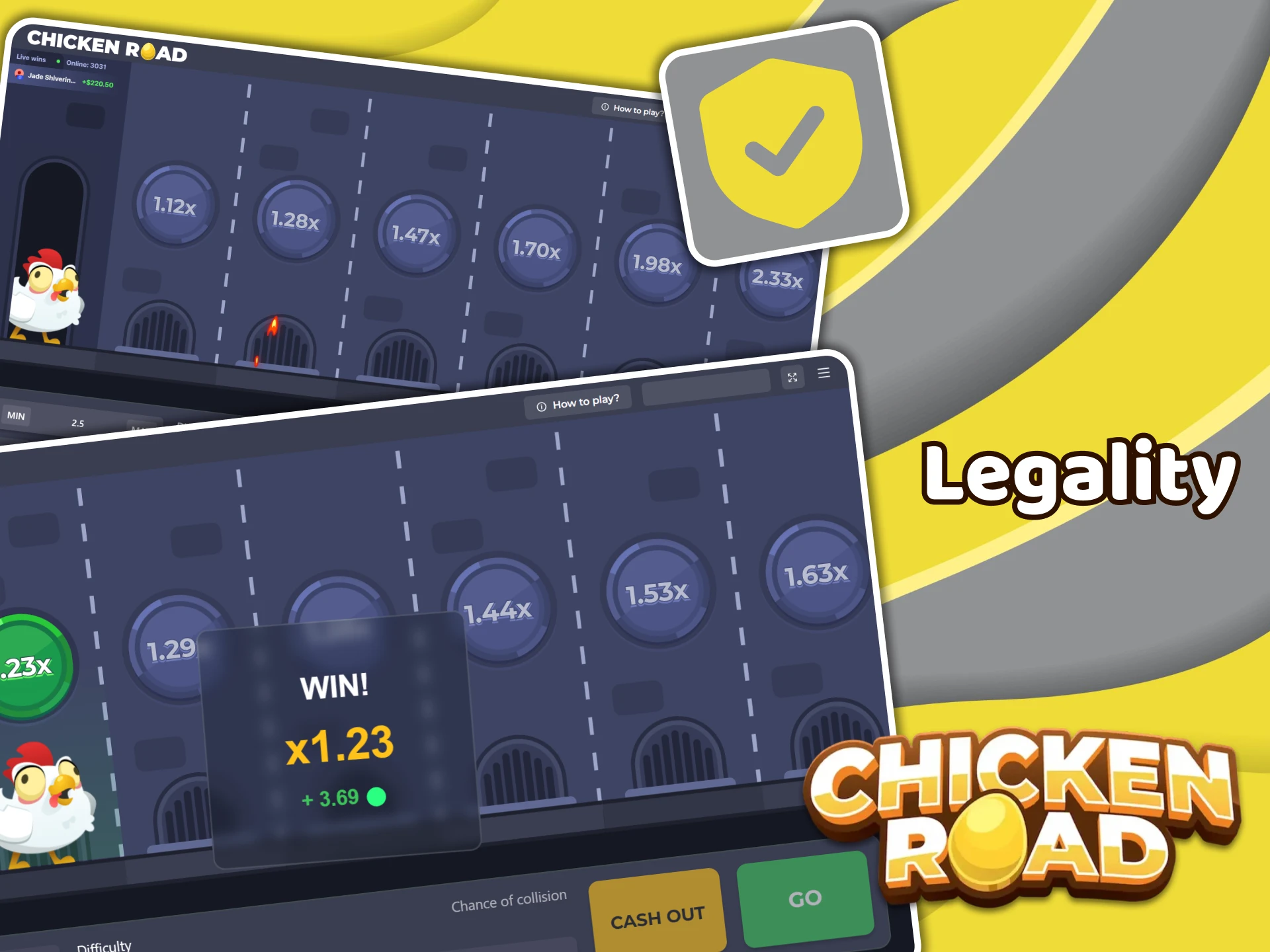 The casinos where you choose to play Chicken Road are completely legal for Canadian players.