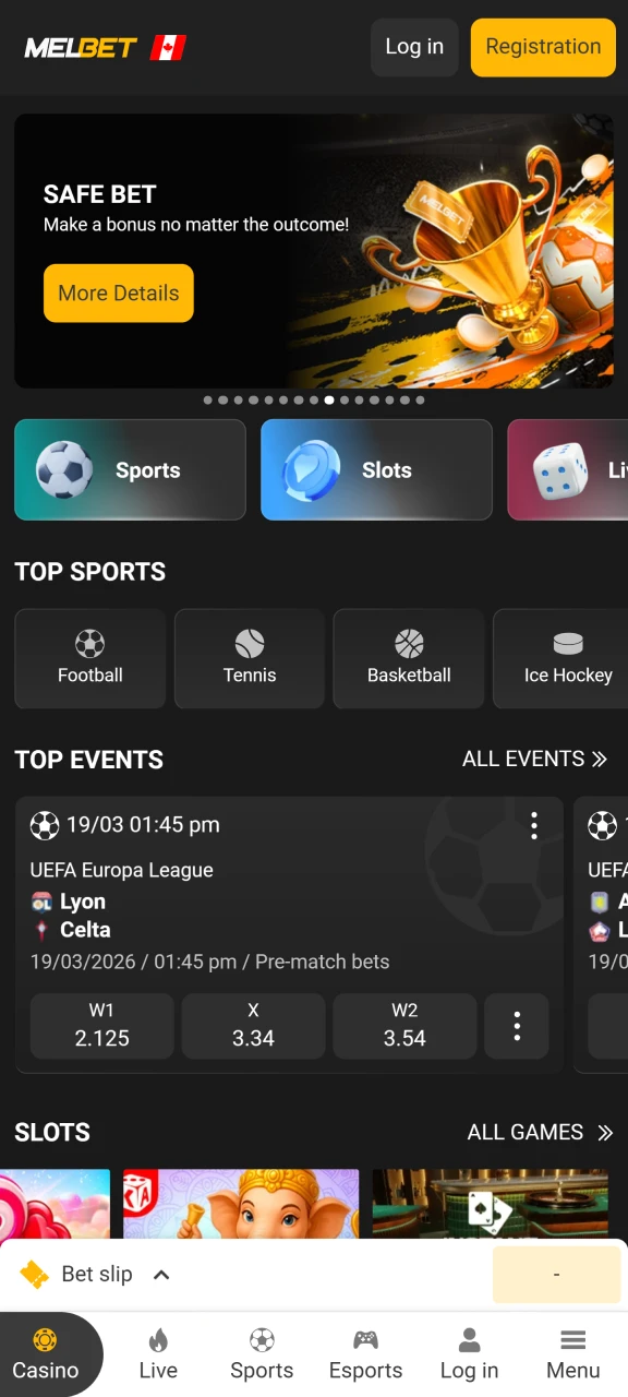 Open the Melbet platform to start registration.