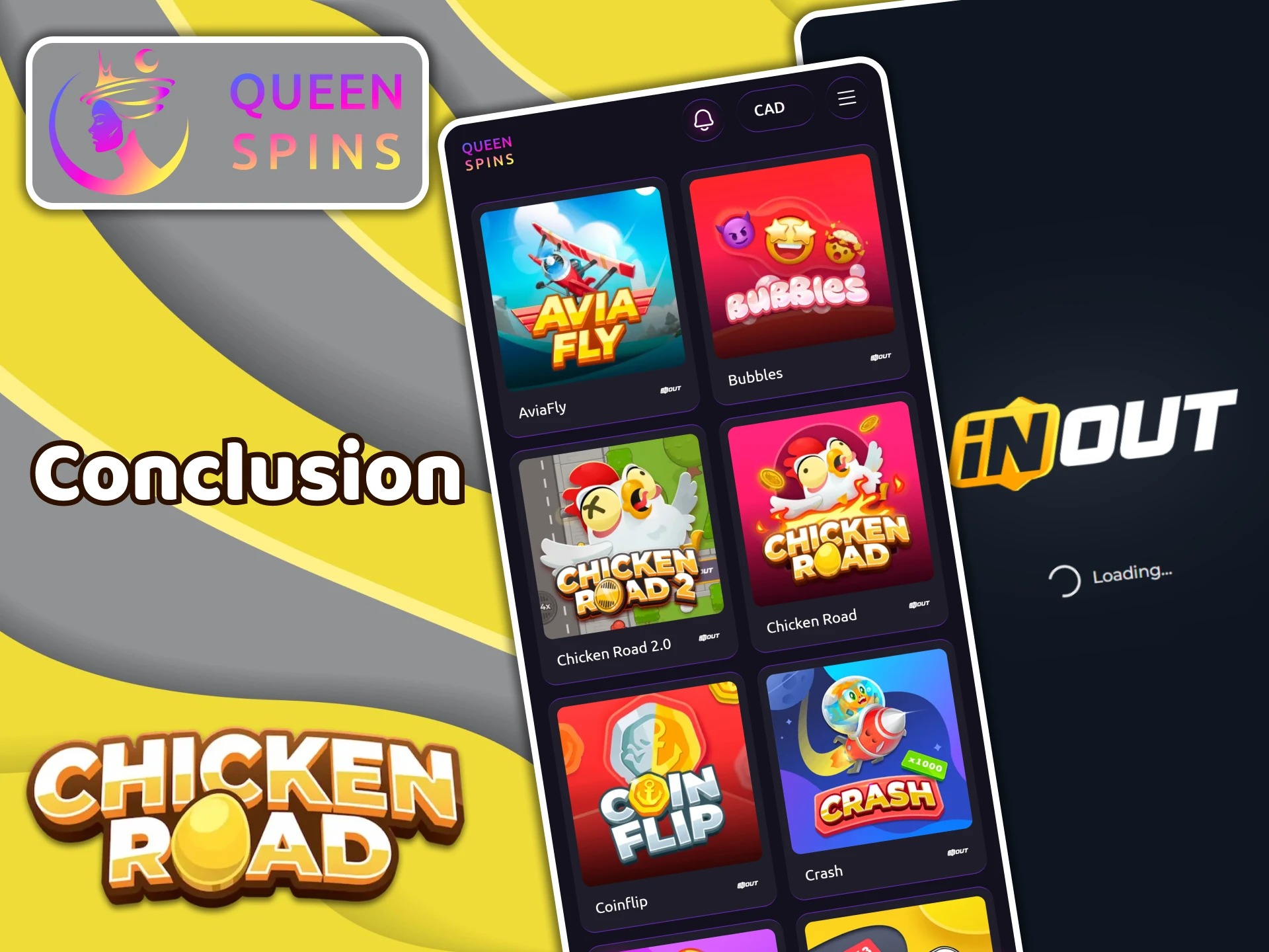 See the conclusion on Queenspins and the Chicken Road game.