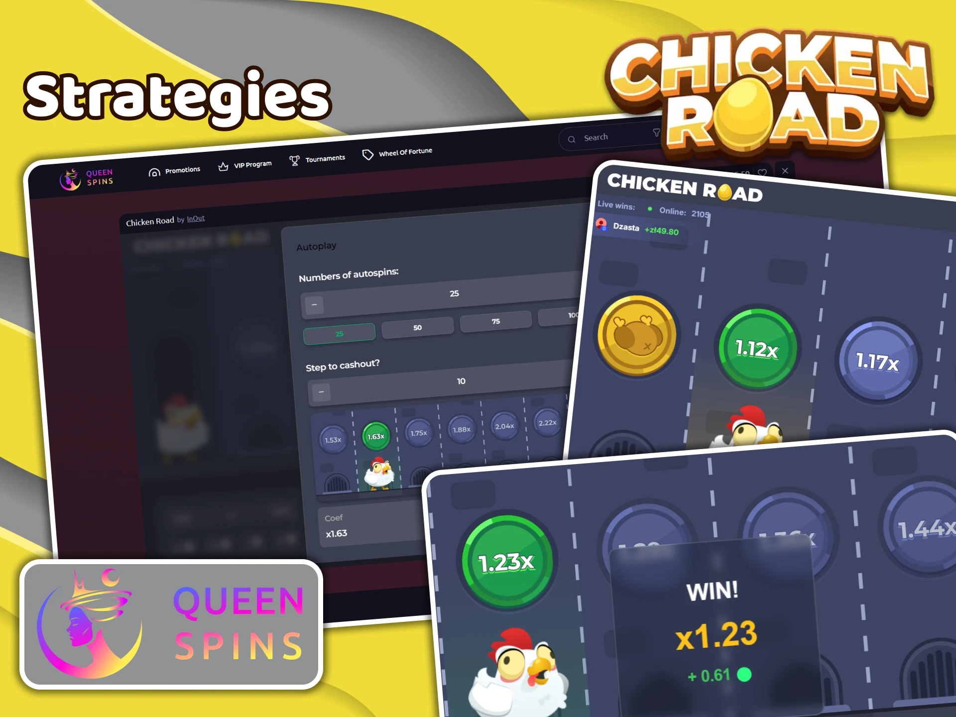 Use available strategies for Chicken Road at Queenspins.