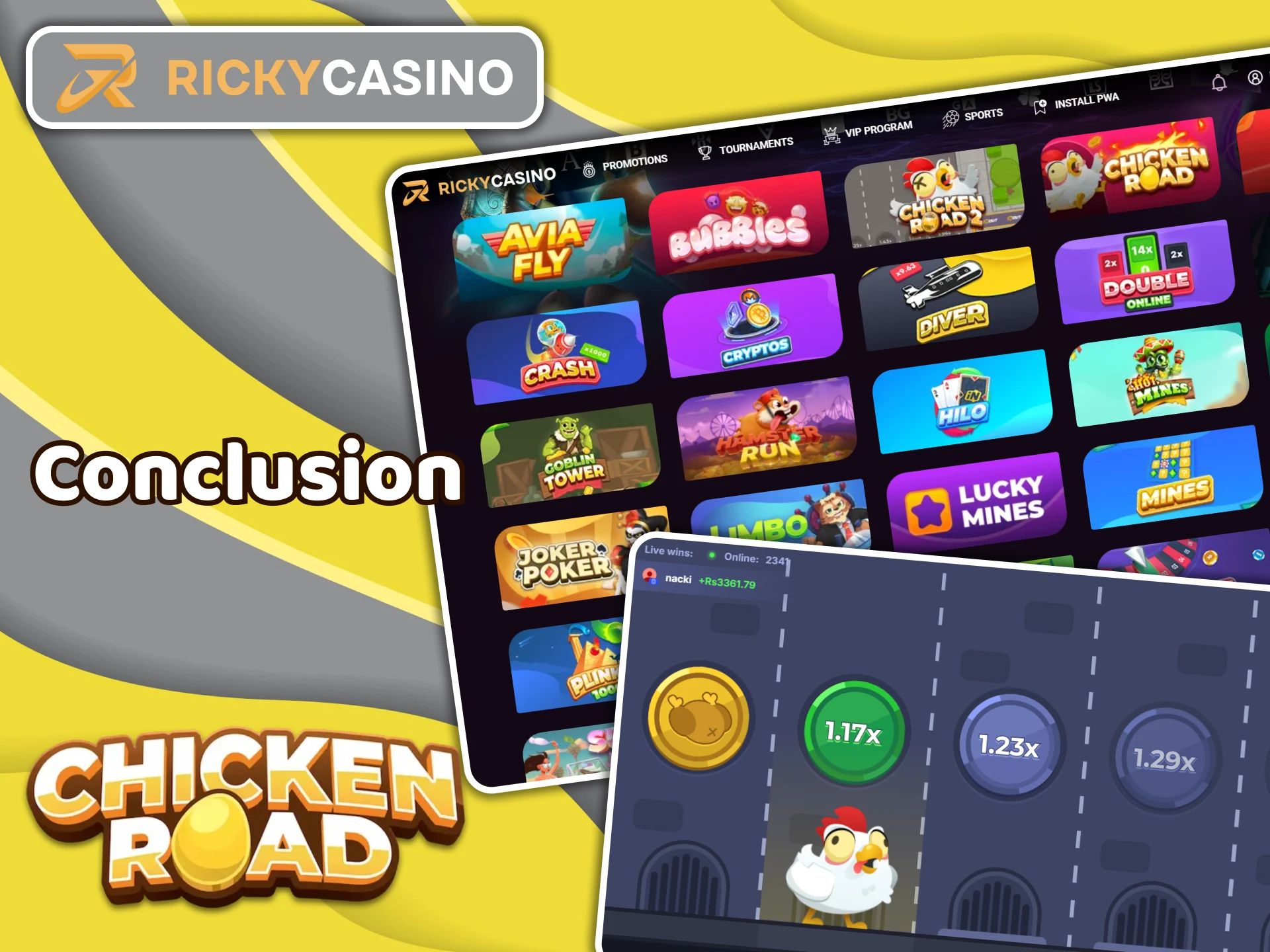 Read the conclusion on the Chicken Road game and the Ricky Casino platform.
