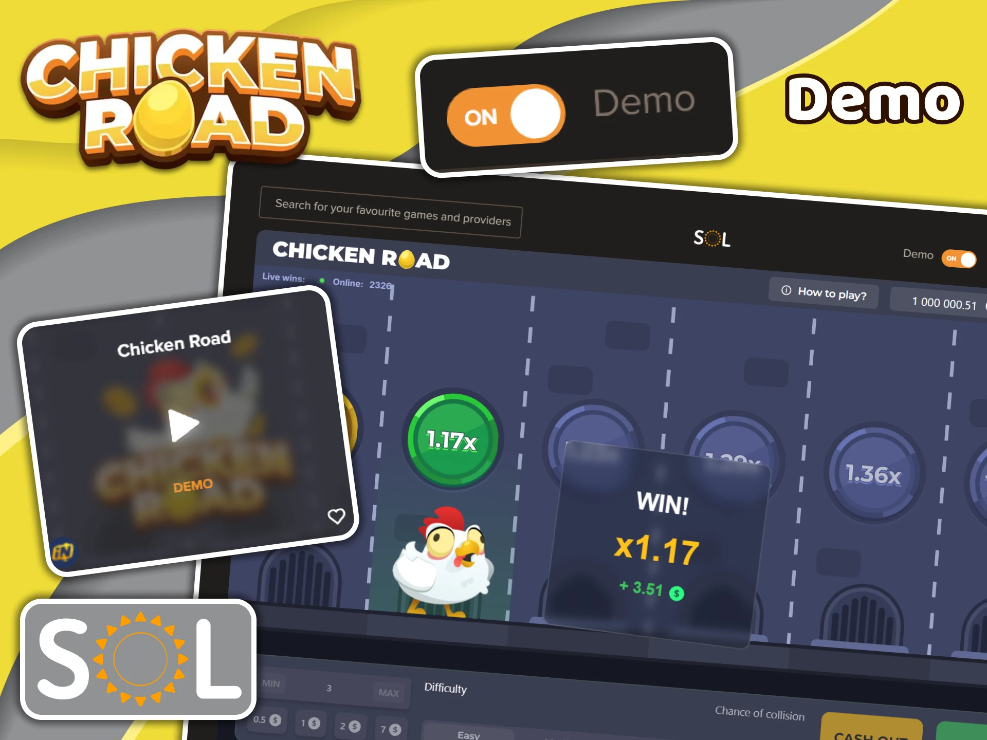 SOL Casino provides a demo mode for Chicken Road.